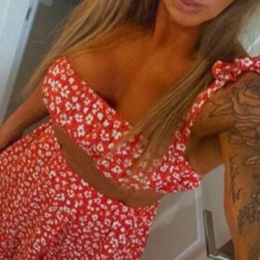 Red Ditsy Floral Print Cami Top & maxi Skirt Set - Picture 7 of 7